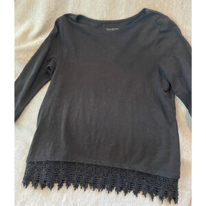 Talbot Petites Small Black Shirt with Crochet Hem